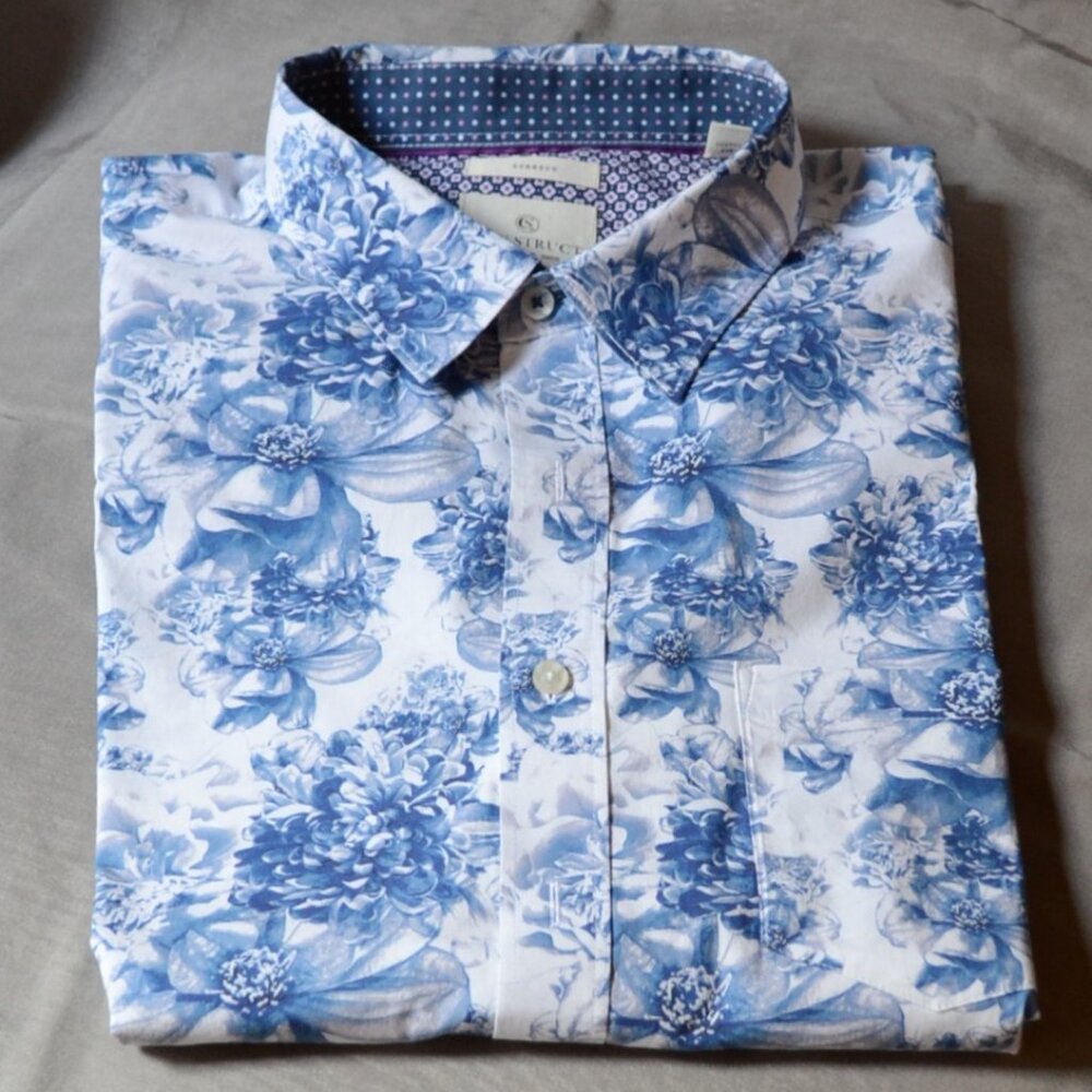Con.Struct - Men's Floral - Cotton - Short Sleeve - Button Down Shirt - XXL